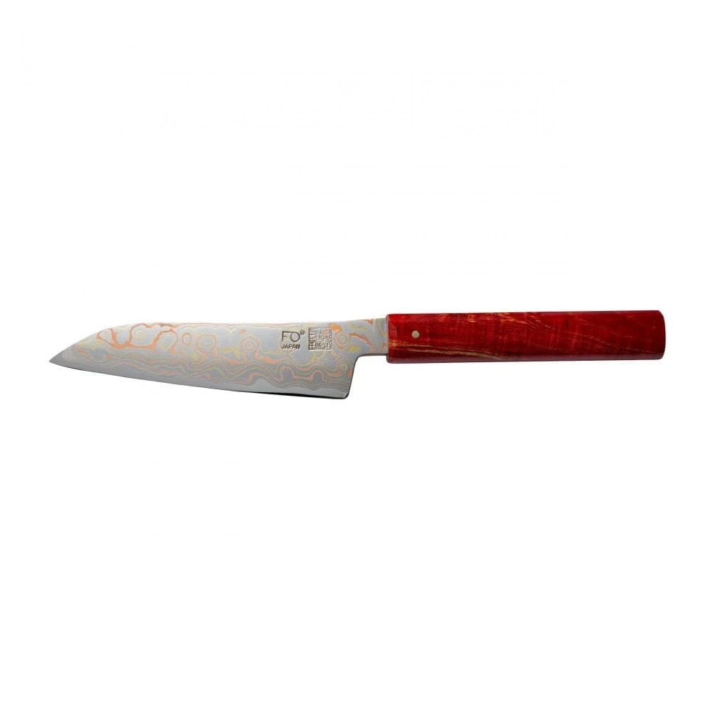 Hinoura Tsukasa FAN OUT Hinoura Tsukasa 15cm Utility Knife Gobi Damascus Red Handle 1 Hinoura Tsukasa FAN OUT Hinoura Tsukasa 15cm Utility Knife Gobi Damascus Red Handle