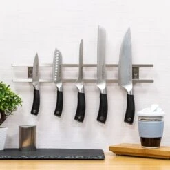 Rockingham Forge 18" Magnetic Stainless Steel Knife Rack With 6 Utensil Hooks And Wall Fixings 6 Rockingham Forge 18" Magnetic Stainless Steel Knife Rack With 6 Utensil Hooks And Wall Fixings -Kyocera Knives Shop rockingham forge 18 magnetic stainless steel knife rack with 6 utensil hooks and wall fixings p999 4470 image