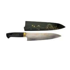 Takeshi Saji Takeshi Saji Makie -Art R2 AOGAMI NO.2 Coloured Damascus Japanese Chef's Gyuuto Knife 210mm With Urushi Laquered Saya And Custom Handle FUJI On Lake -Kyocera Knives Shop takeshi saji makie art r2 aogami no 2 coloured damascus japanese chefs gyuuto knife 210mm with urushi laquered saya and custom handle fuji on lake p2122 12027 image