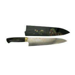 Takeshi Saji Takeshi Saji Makie -Art R2 AOGAMI NO.2 Coloured Damascus Japanese Chef's Gyuuto Knife 240mm With Urushi Laquered Saya And Handle FUJI On Lake -Kyocera Knives Shop takeshi saji makie art r2 aogami no 2 coloured damascus japanese chefs gyuuto knife 240mm with urushi laquered saya and handle fuji on lake p2120 12033 image