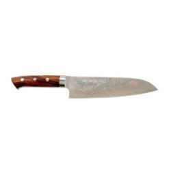 Takeshi Saji Takeshi Saji Rainbow Damascus 18cm Santoku Knife With Ironwood Handle