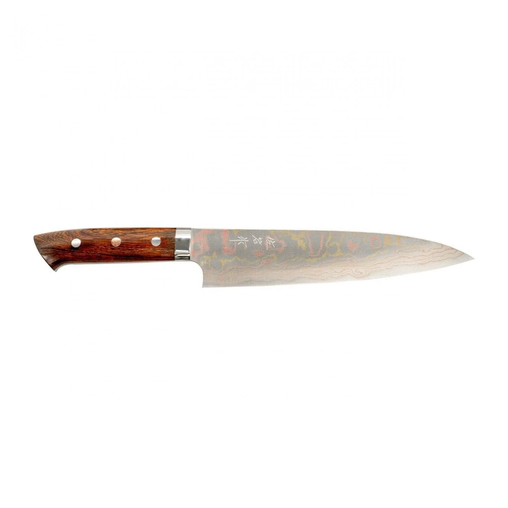 Takeshi Saji Takeshi Saji Rainbow Damascus 21cm Gyuto With Ironwood Handle 1 Takeshi Saji Takeshi Saji Rainbow Damascus 21cm Gyuto With Ironwood Handle